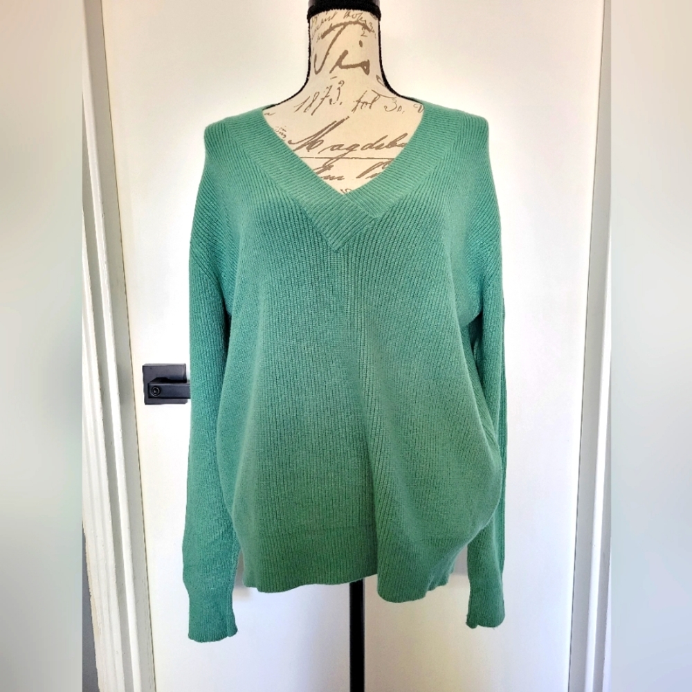 Dreamers by Debut Green Soft V Neck Pullover Sweater Size‎ M LIKE NEW